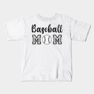 Baseball Mom black and white animal print Kids T-Shirt